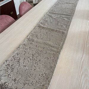 West Elm Patterned Cream and Gray Table Runner